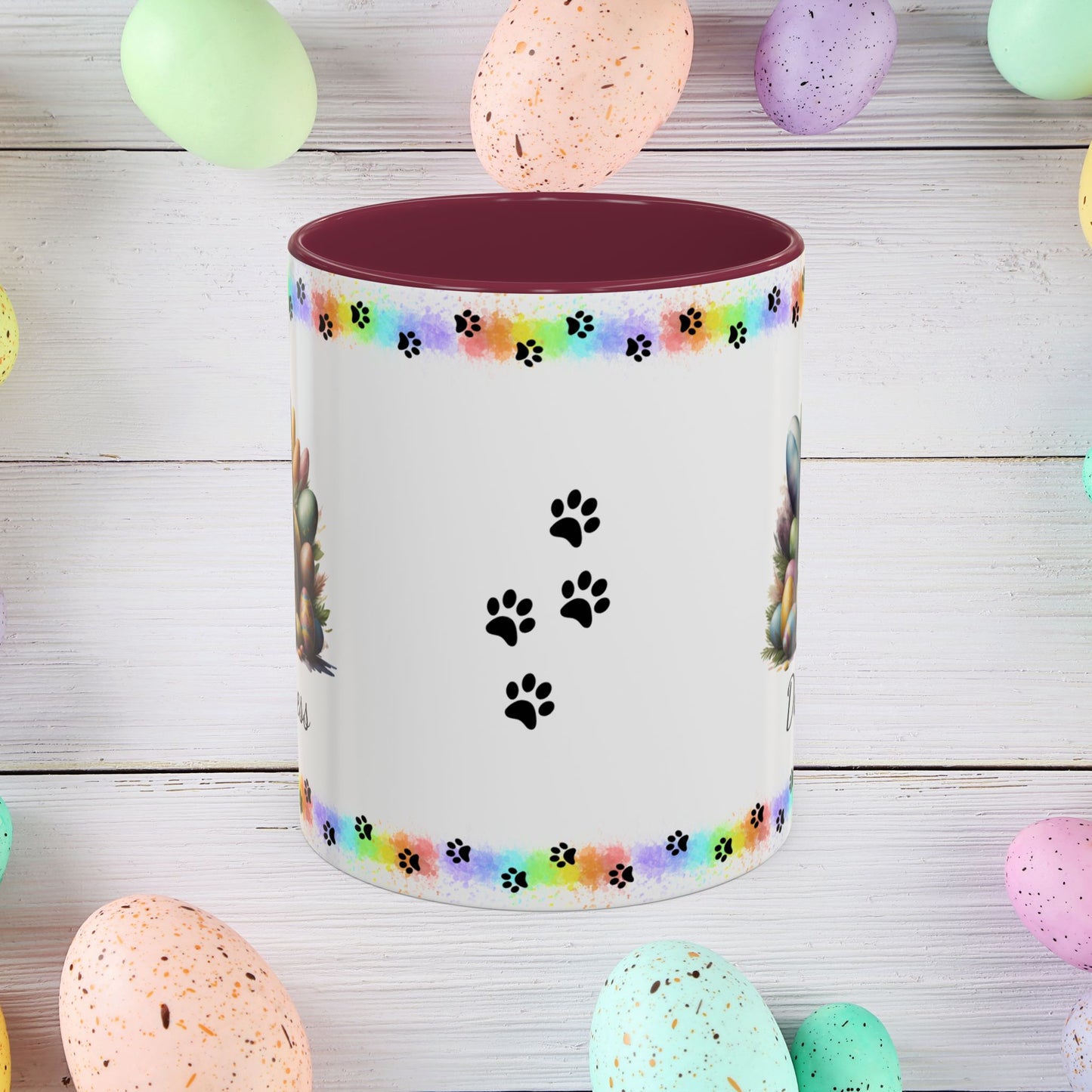 Alaskan Malamute Easter puppy coffee mug, personalized cute dog gift for mental health support and comfort
