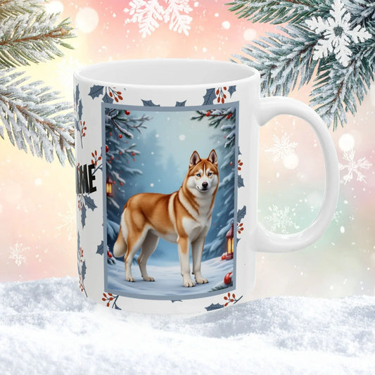 Shop our husky sable white winter lodge mug featuring the 15oz style option from MySisterIsASurvivor.