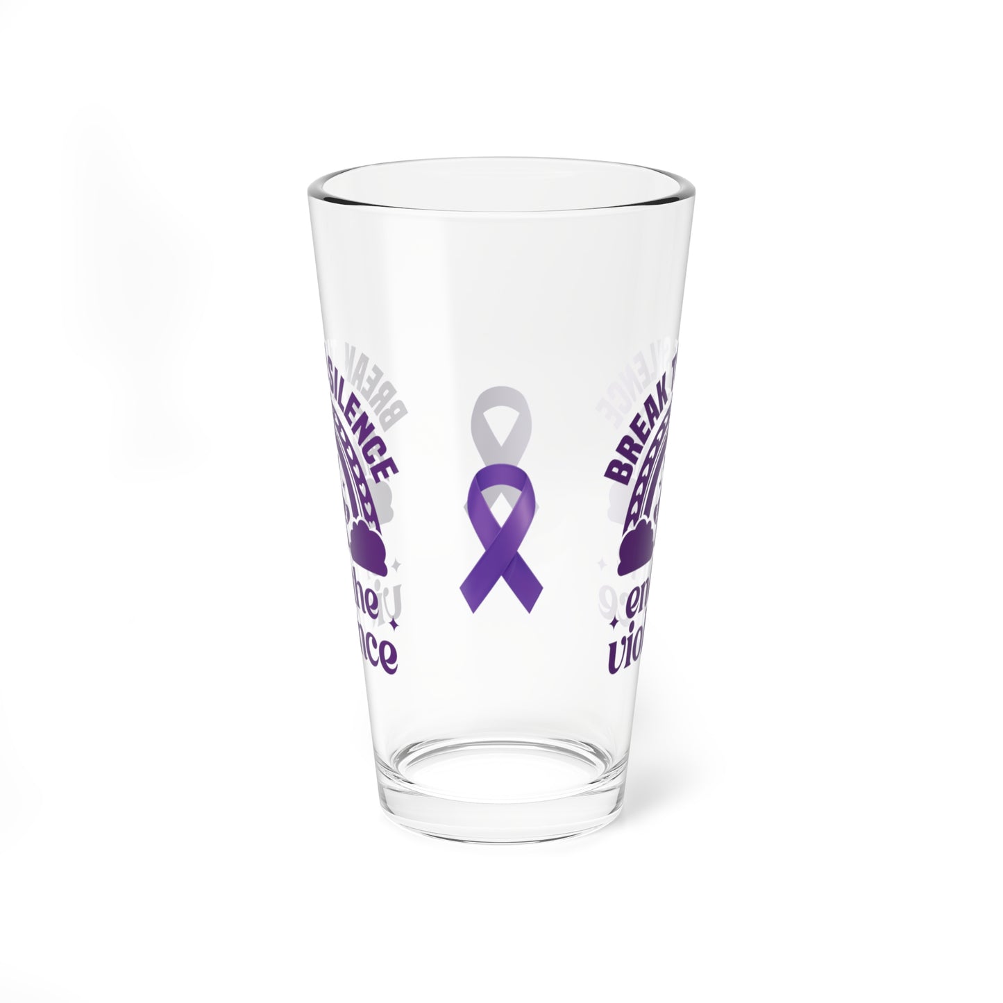 Pint glass featuring Break the Silence End the Violence message for DV support
