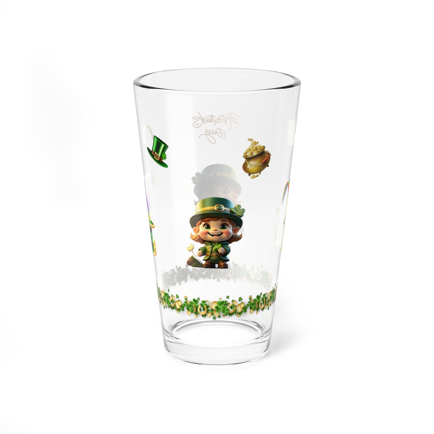 Leprechaun Mischief Logic: Mindful St. Patrick's Day 16oz Pint Glasses - Festive Design for Positivity & Wellness