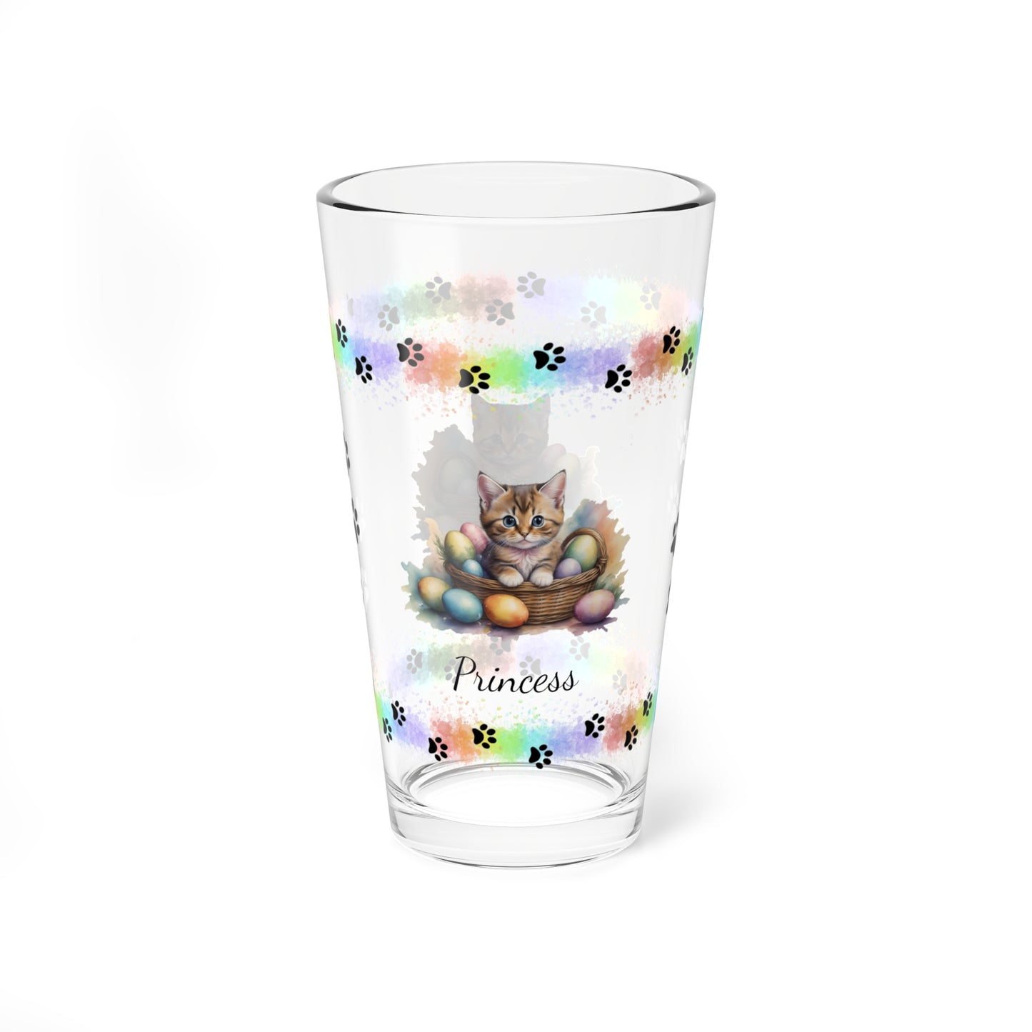 Munchkin Easter Kitten 16oz Pint Glass - Personalized Cat-Themed Gift, Mental Health Drinkware, Holiday Décor & Easter Celebration