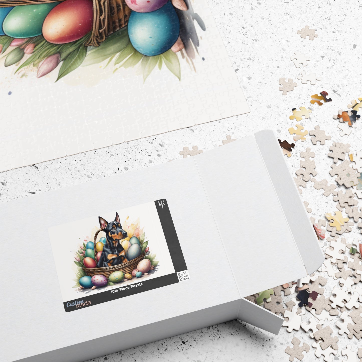 Doberman Easter Puppy Puzzle - Dog Lovers, Mental Health Benefits, Holiday Fun, Mindfulness, Stress Relief, Festive Gift