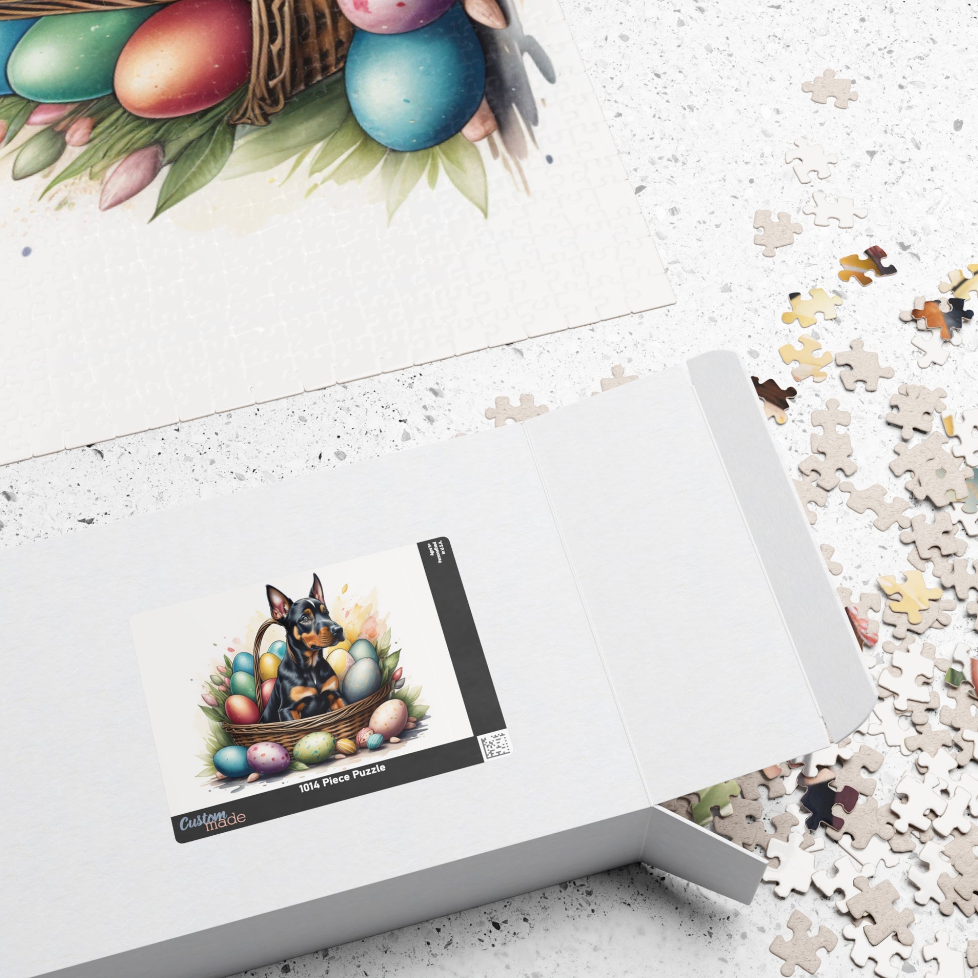 Doberman Easter Puppy Puzzle - Dog Lovers, Mental Health Benefits, Holiday Fun, Mindfulness, Stress Relief, Festive Gift