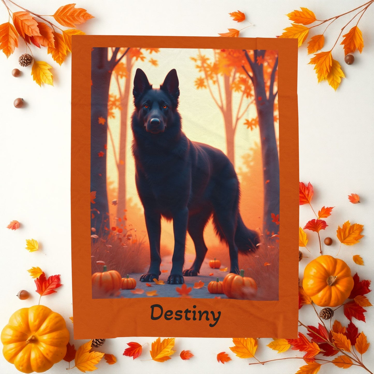 German Shepherd Black Coat Velveteen Blanket, Custom Plush Dog Throw, Personalized GSD Gift