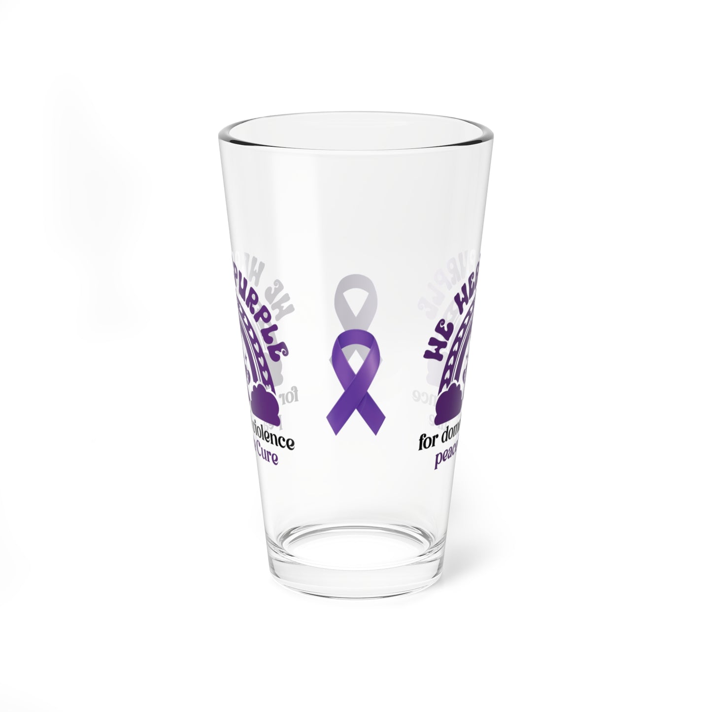 We Wear Purple DV Awareness pint glass to support survivors and raise awareness