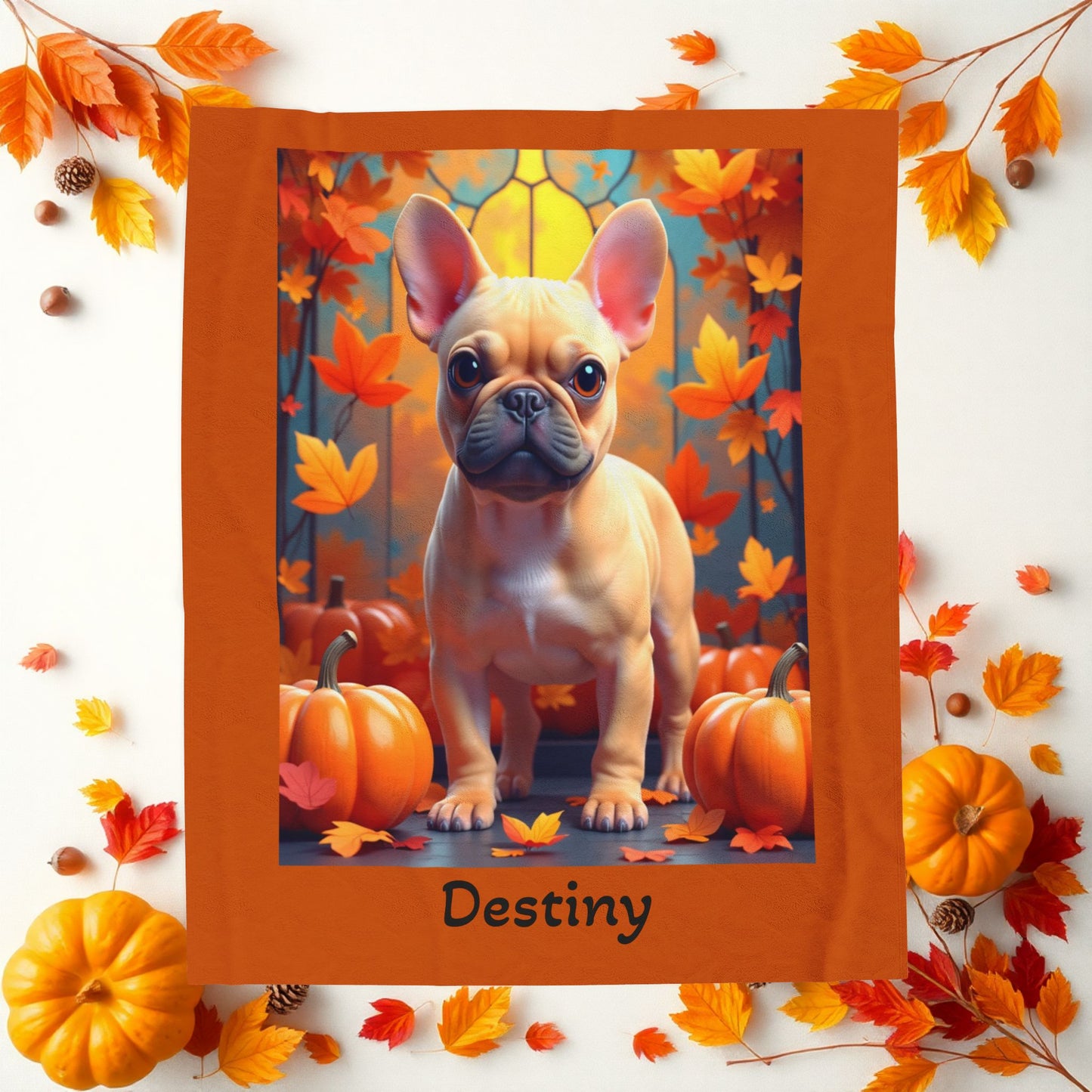Fawn French Bulldog velveteen plush blanket, plush personalized dog throw for Frenchie parents - MySisterIsASurvivor