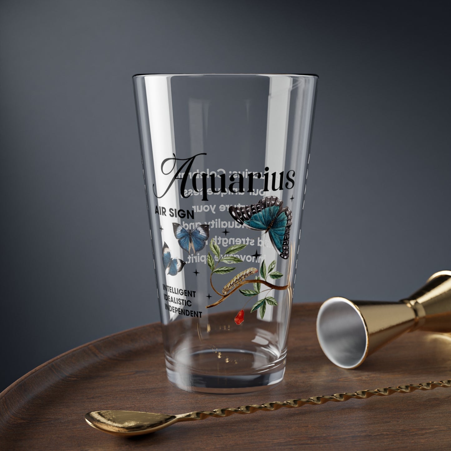 Aquarius zodiac pint glass, personalized astrology drinkware, 16oz horoscope gift for star sign lovers
