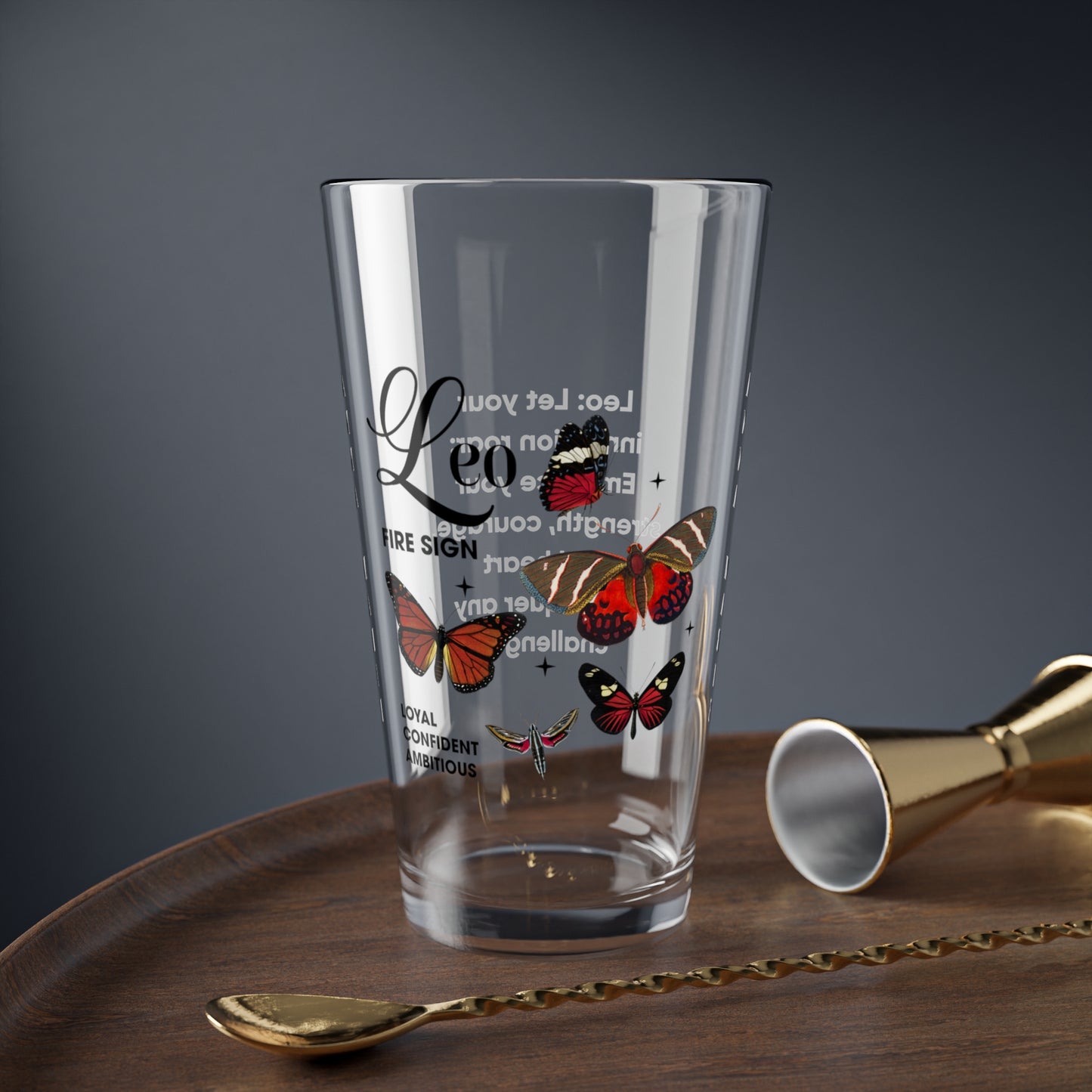 Leo personalized astrology pint glass, 16oz zodiac horoscope birthday drinkware gift for star sign fans