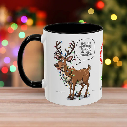 Shop our jingle bells christmas mug featuring the 11oz style option from MySisterIsASurvivor.