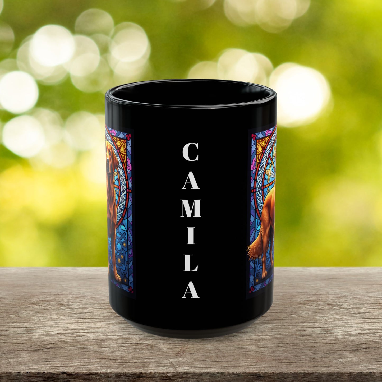 Red Golden Retriever personalized stained glass dog mug, custom gift for Golden Retriever parents