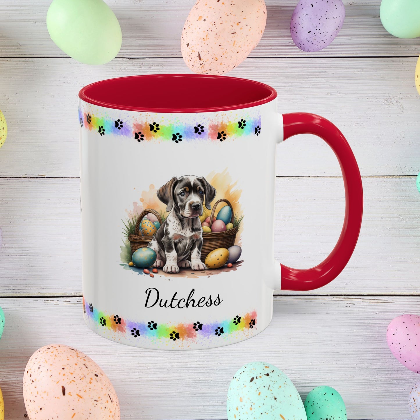 German Shorthaired Pointer Easter puppy coffee mug, personalized cute dog gift for mental health support and comfort
