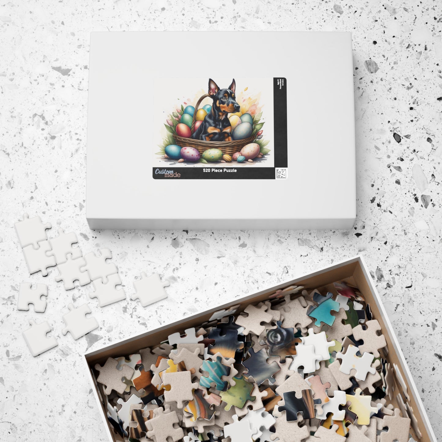Doberman Easter Puppy Puzzle - Dog Lovers, Mental Health Benefits, Holiday Fun, Mindfulness, Stress Relief, Festive Gift
