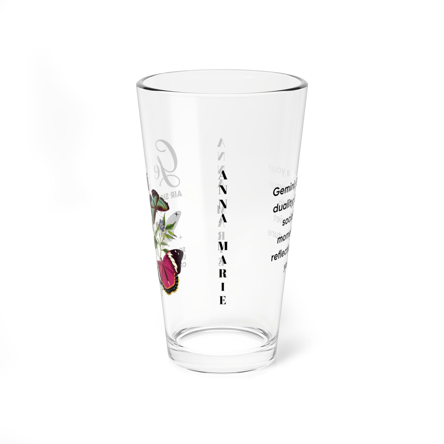 Gemini zodiac pint glass, personalized 16oz astrology birthday drinkware, horoscope star sign gift
