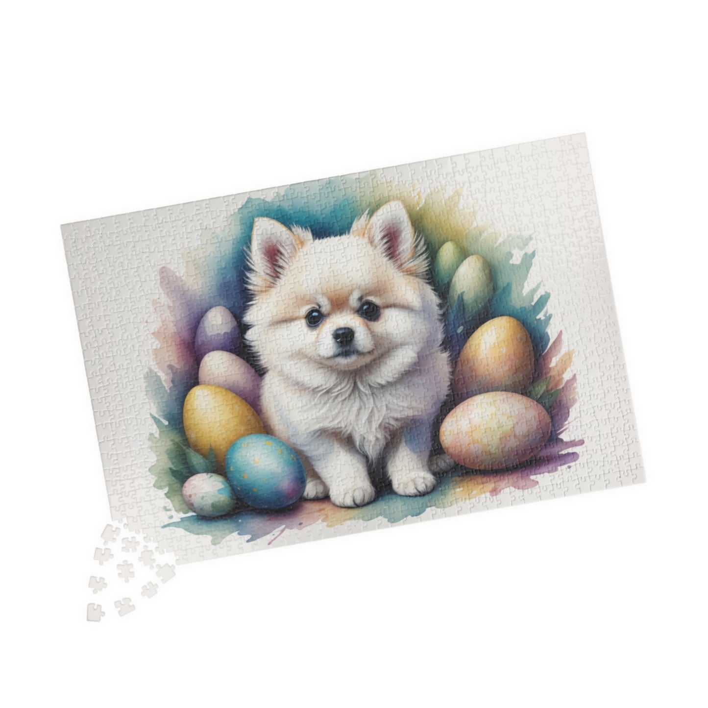 Pomeranian (White) Easter Puppy Puzzle - Dog Lovers, Mental Health Benefits, Holiday Fun, Mindfulness, Stress Relief, Festive Gift