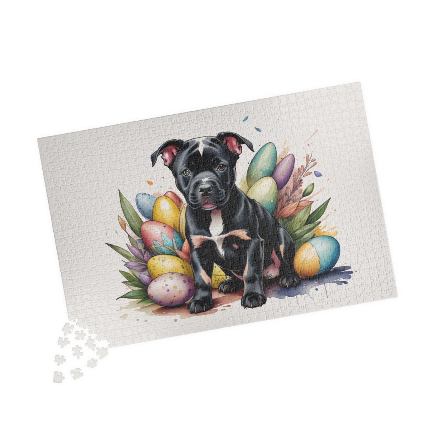 Pitbull (Black) Easter Puppy Puzzle - Dog Lovers, Mental Health Benefits, Holiday Fun, Mindfulness, Stress Relief, Festive Gift