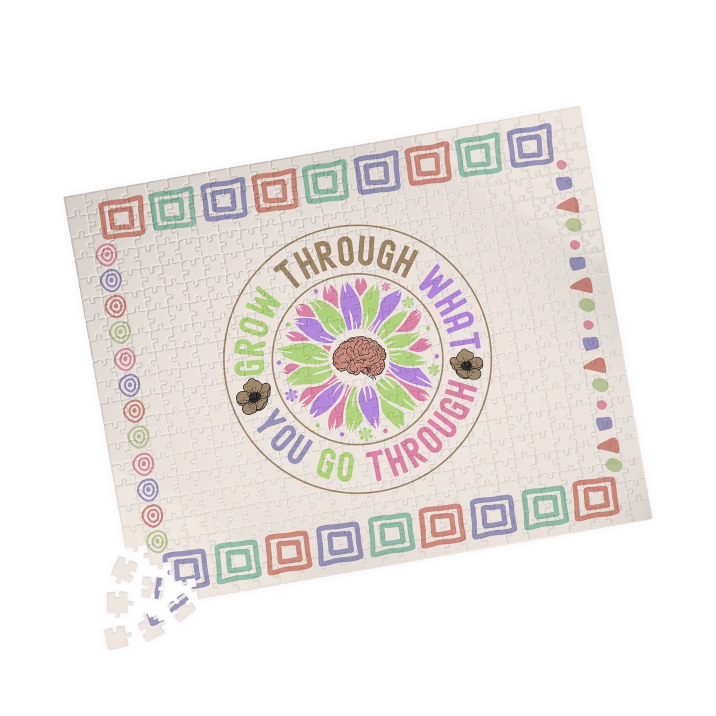 Grow Through What You Go Through - Mental Health Quote Puzzle
