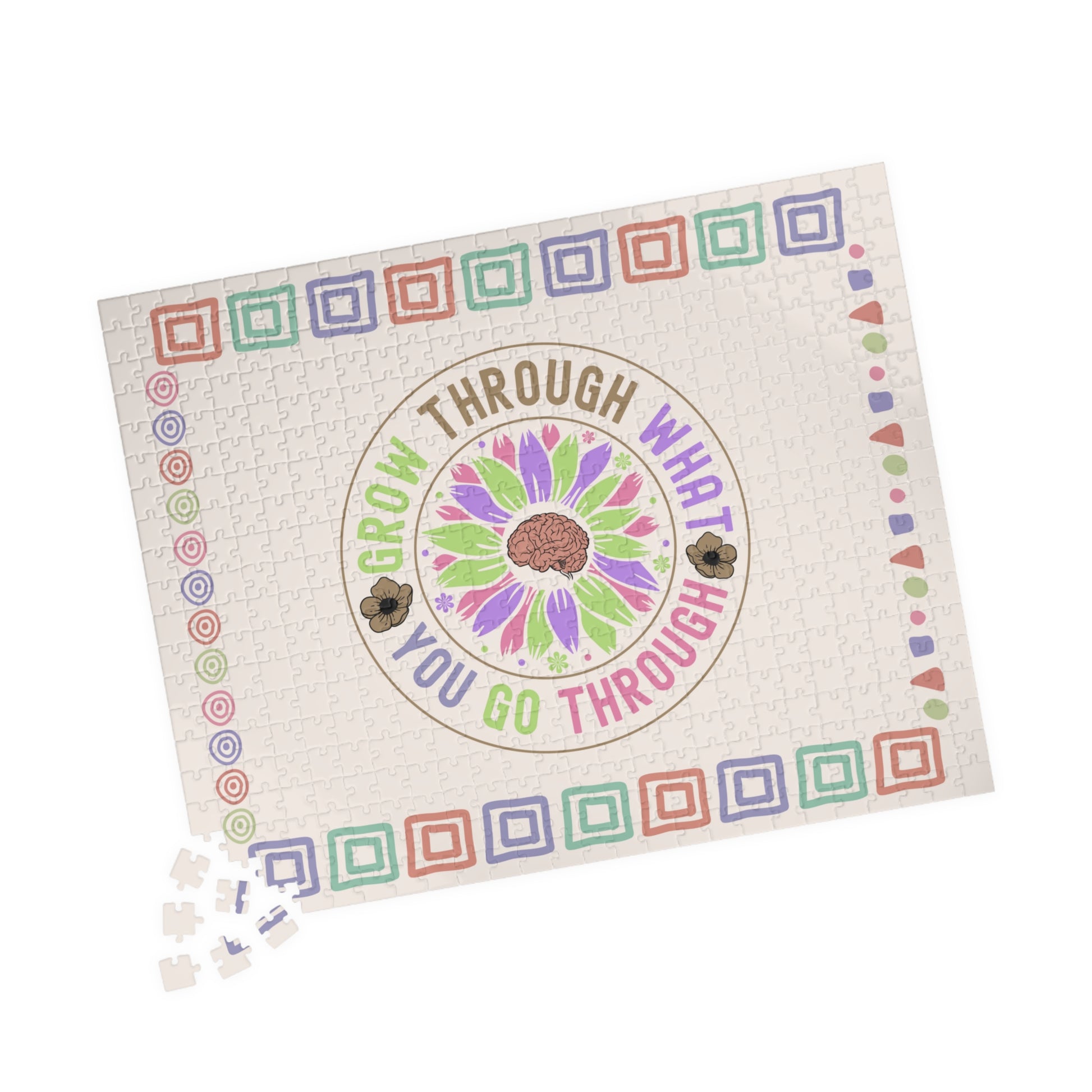 Grow Through What You Go Through - Mental Health Quote Puzzle