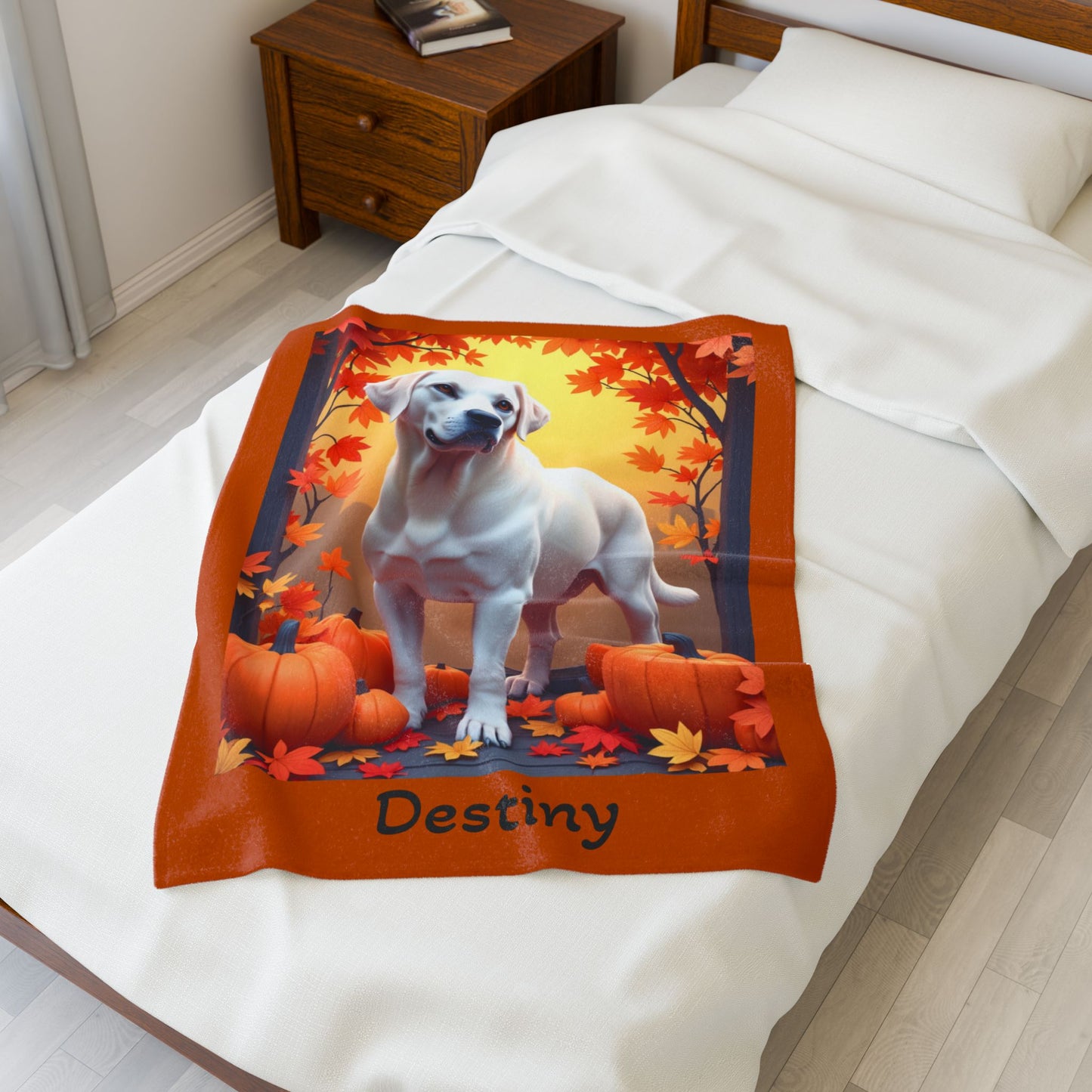 White Labrador Retriever velveteen plush blanket, personalized dog throw for white lab parents - MySisterIsASurvivor
