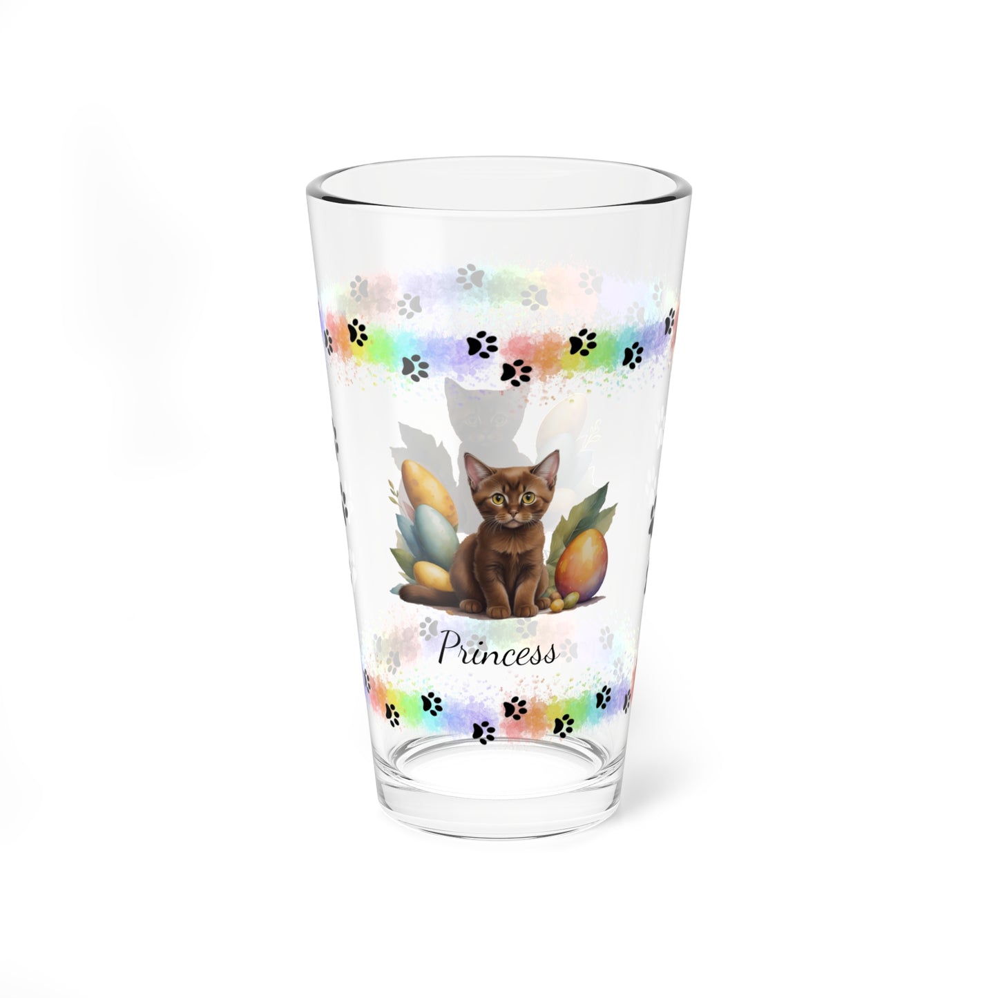 Burmese Easter Kitten 16oz Pint Glass - Personalized Cat-Themed Gift, Mental Health Drinkware, Holiday Décor & Easter Celebration
