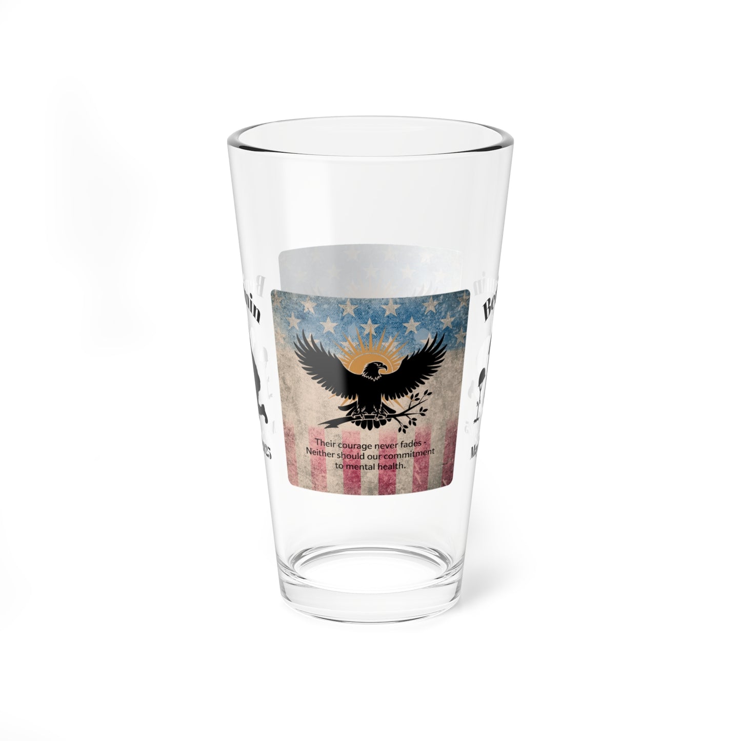 Personalized Memorial Day Pint Glass - "Their Courage Never Fades", PTSD Awareness Gift for Veterans & Memorial Days
