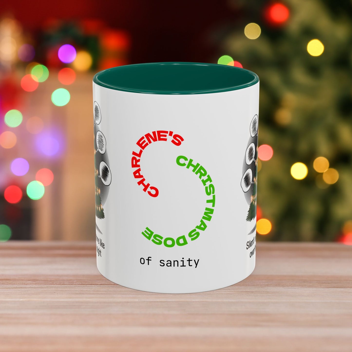 Silent Night? More Like Overthinking Night – Christmas Mug with Mental Health Design and Accent Color