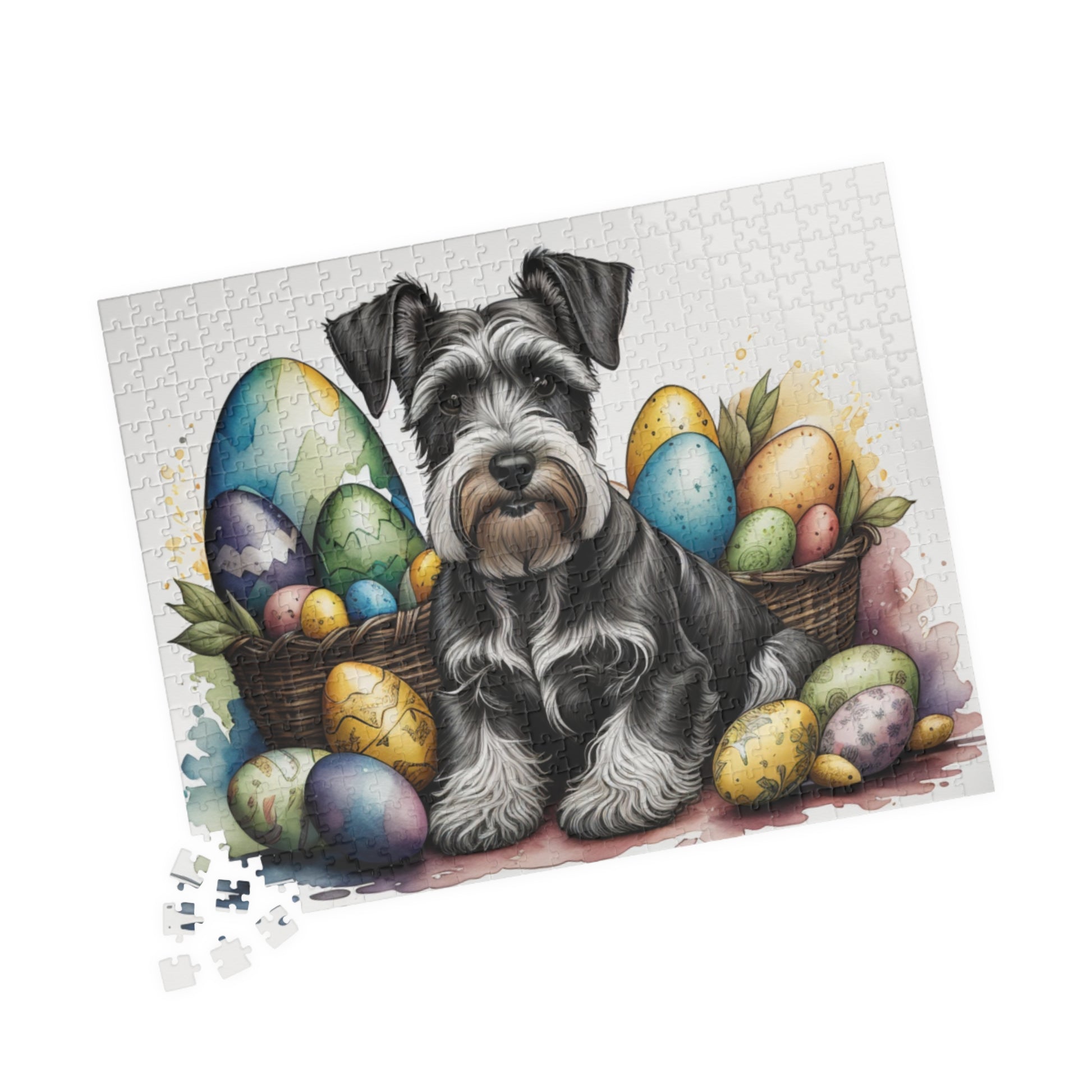 Schnauzer (Gray) Easter Puppy Puzzle - Dog Lovers, Mental Health Benefits, Holiday Fun, Mindfulness, Stress Relief, Festive Gift