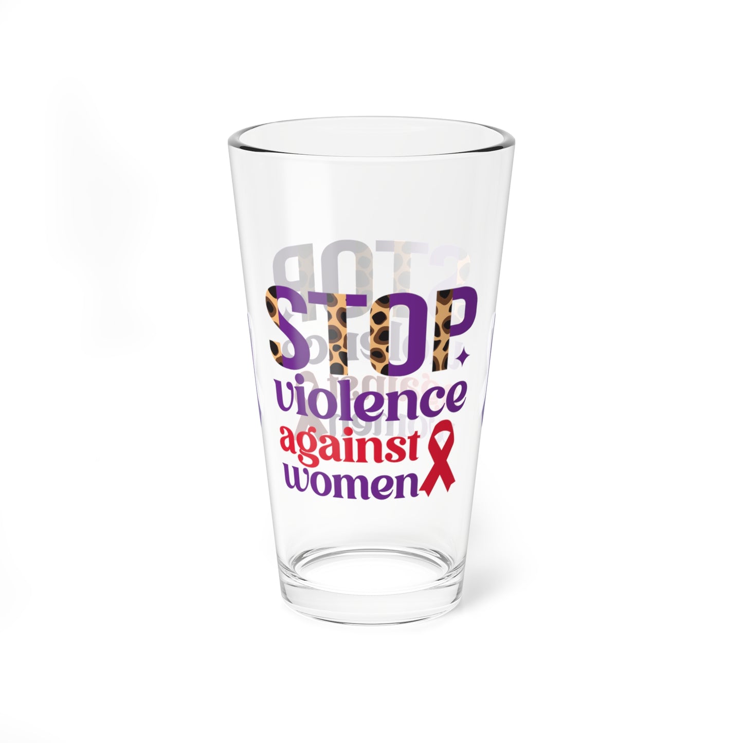 Stop Violence Against Women pint glass for DV advocacy and support