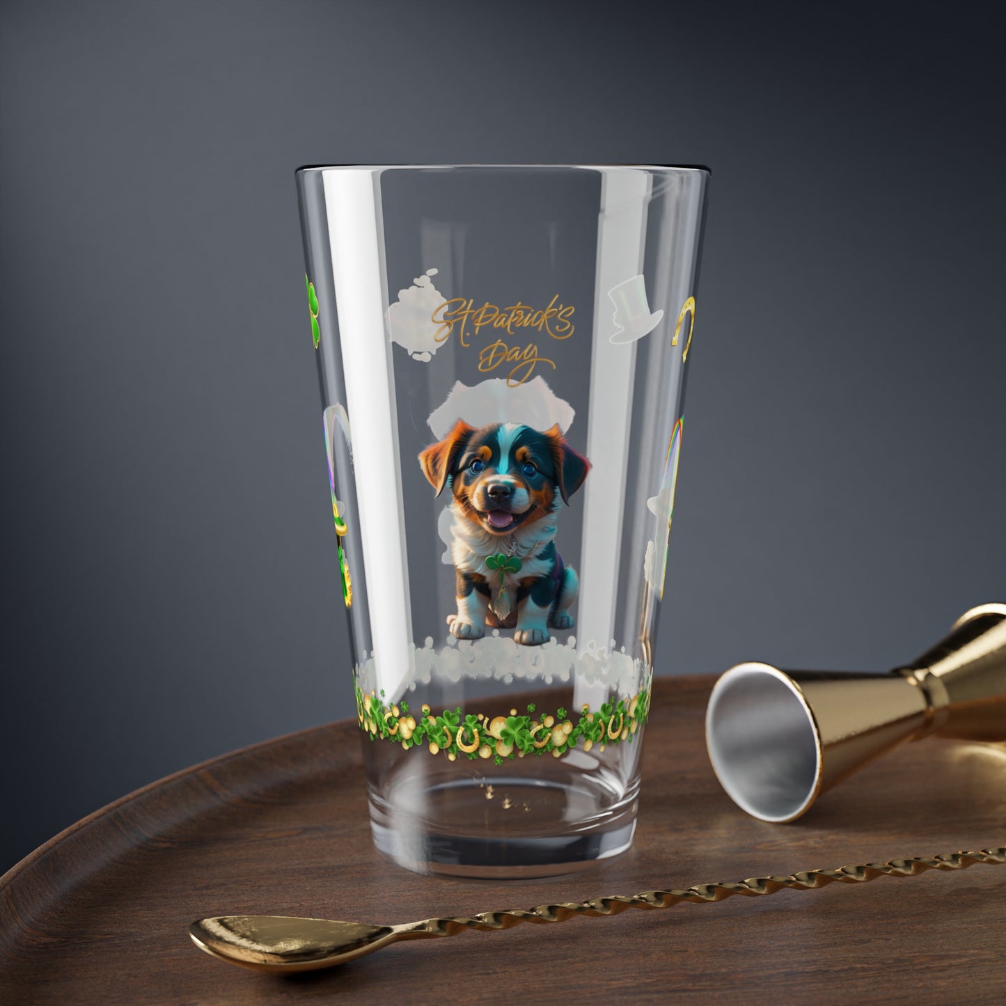 Shamrock Snuggles: Mindful St. Patrick's Day 16oz Pint Glasses - Festive Design for Positivity & Wellness