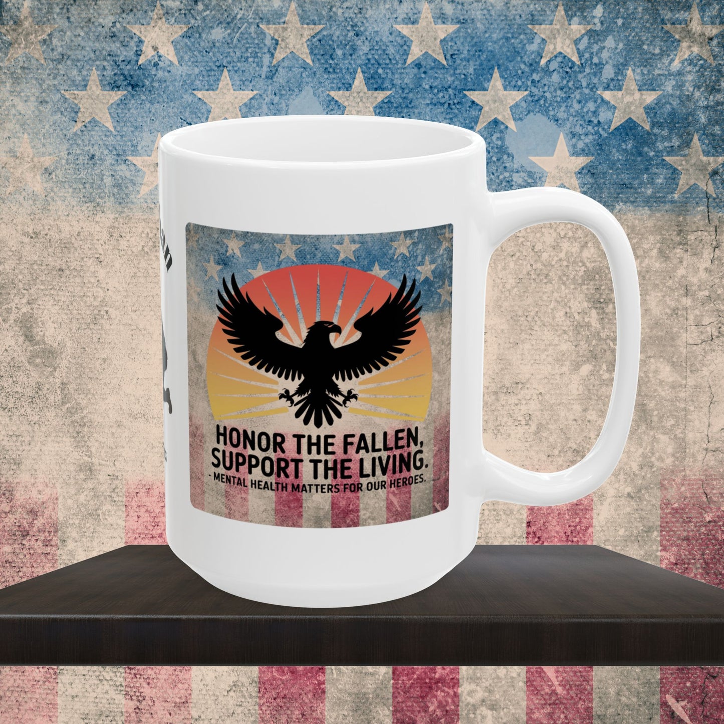 Personalized Memorial Day Mug - "Honor The Fallen, Support The Living" PTSD Support Tribute