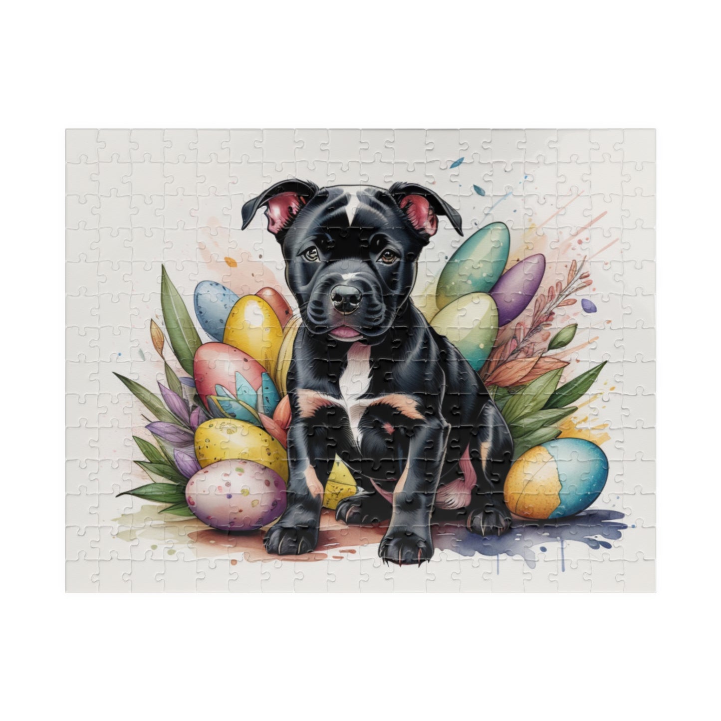 Pitbull (Black) Easter Puppy Puzzle - Dog Lovers, Mental Health Benefits, Holiday Fun, Mindfulness, Stress Relief, Festive Gift