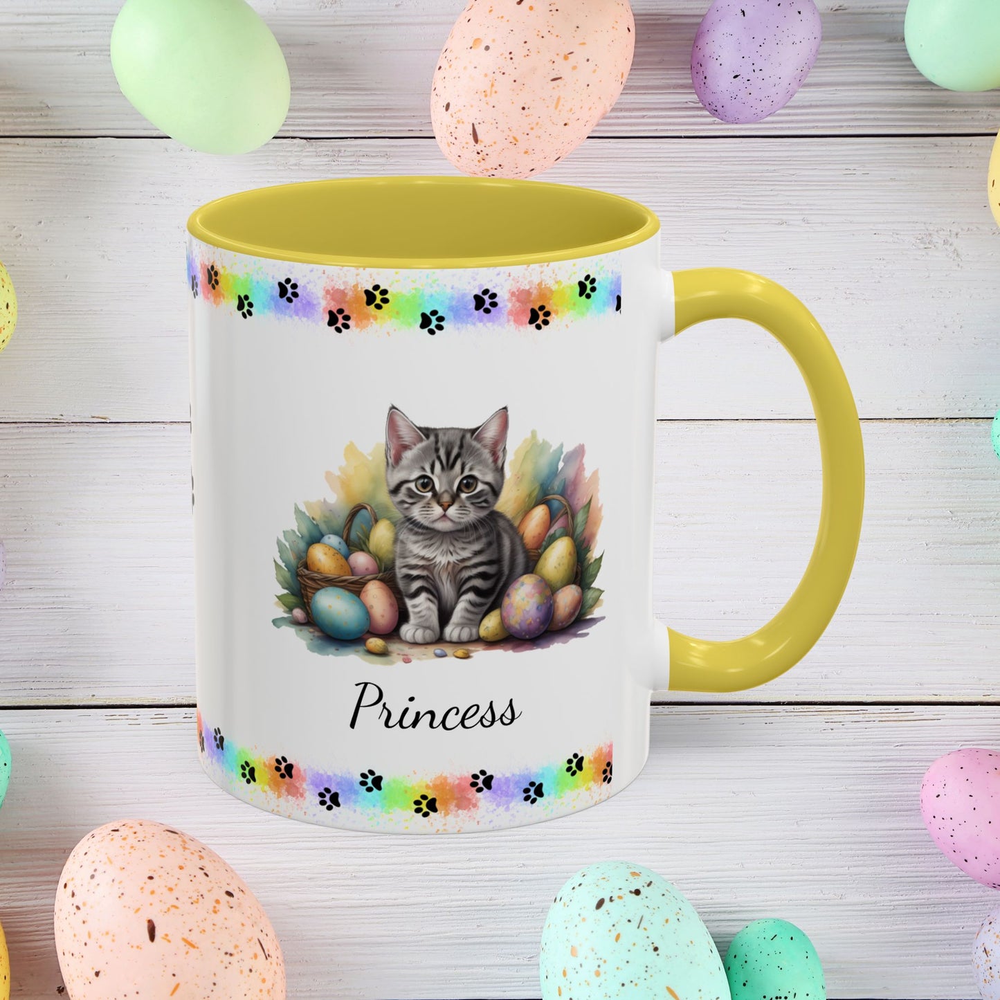 American Shorthair Easter kitten coffee mug, personalized cute cat gift for mental health support, cozy drinkware