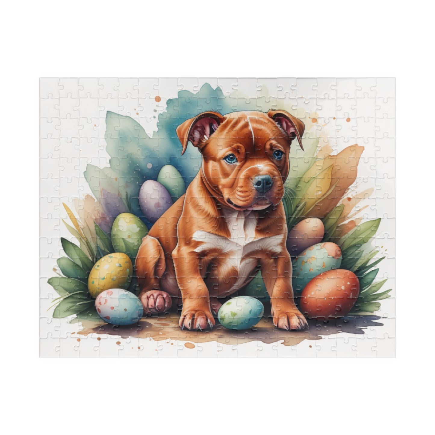 Pitbull (Red) Easter Puppy Puzzle - Dog Lovers, Mental Health Benefits, Holiday Fun, Mindfulness, Stress Relief, Festive Gift