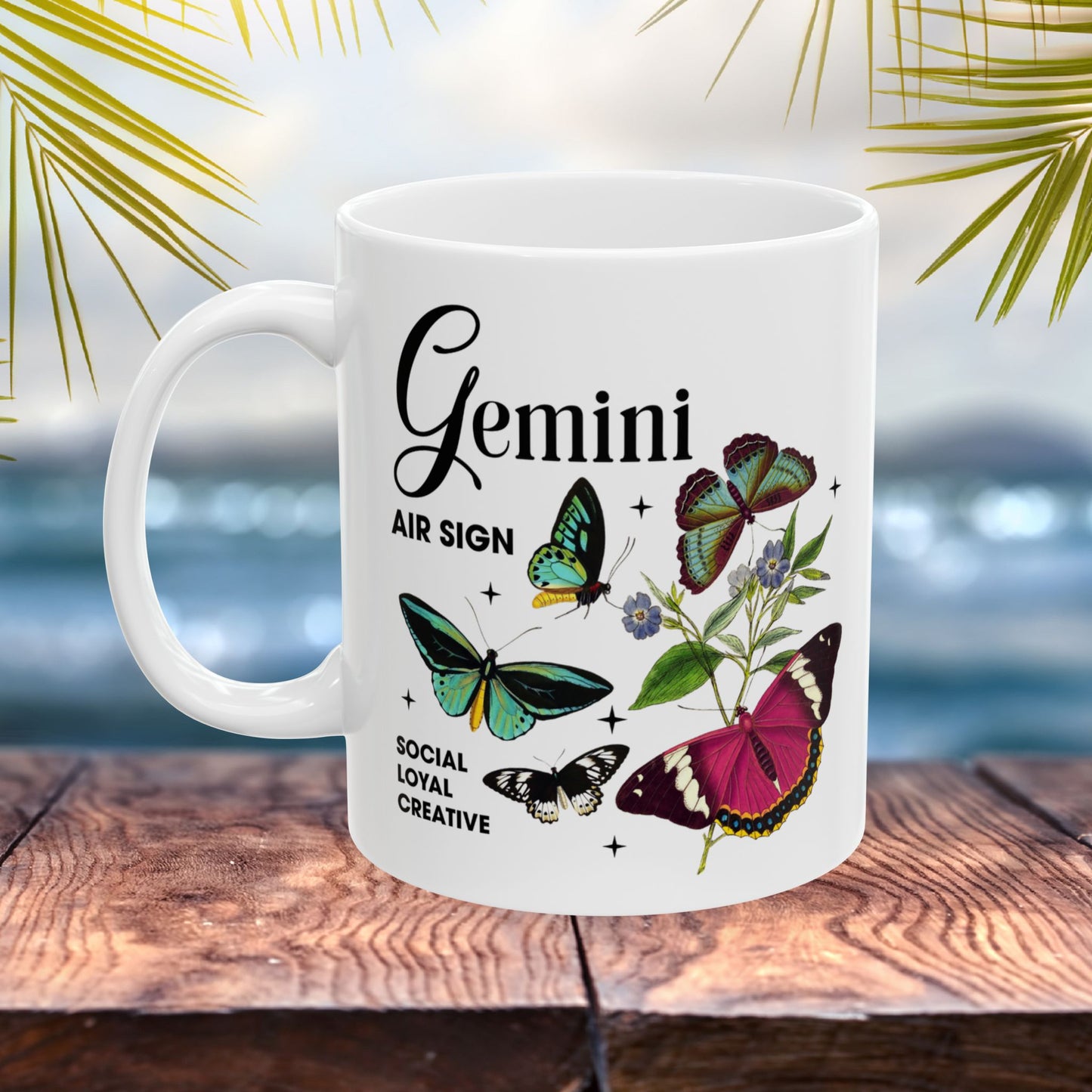 Gemini zodiac mug, personalized horoscope coffee mug, astrology birthday gift for star sign fans