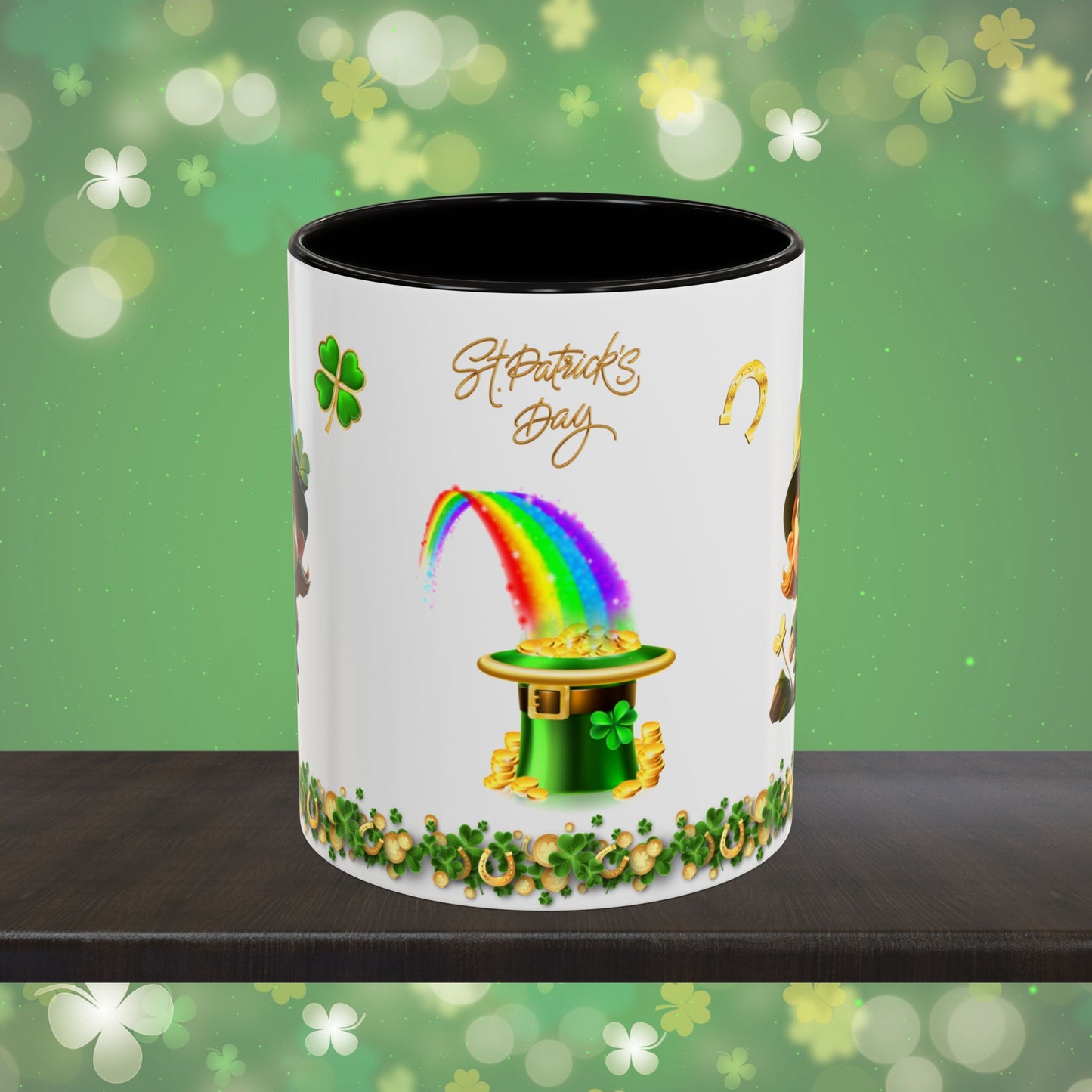Leprechaun Mischief Logic: St. Patrick's Day Two-Tone Coffee Mug - Festive Ceramic Mug for Positivity & Mindfulness
