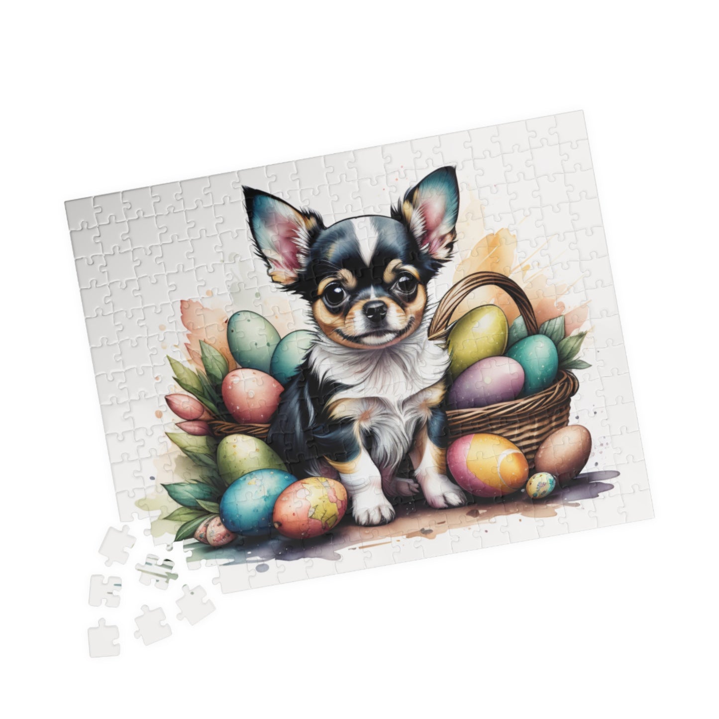 Chihuahua (Blue Tri) Easter Puppy Puzzle - Dog Lovers, Mental Health Benefits, Holiday Fun, Mindfulness, Stress Relief, Festive Gift