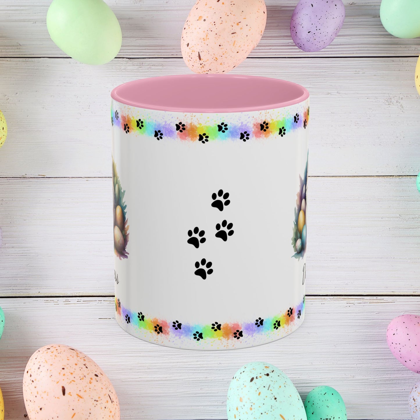Pomeranian White Easter puppy coffee mug, personalized cute dog coffee cup gift for mental health support and comfort