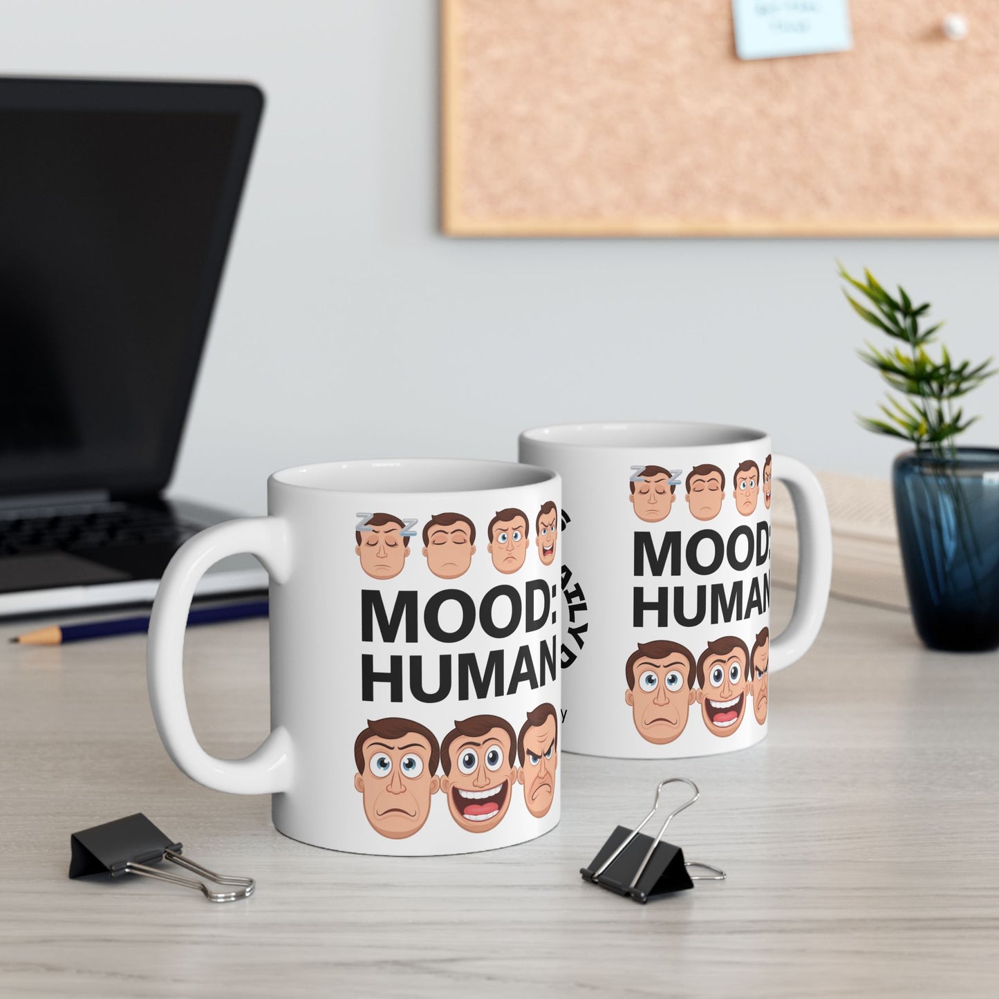 Mood: Human Funny Mental Health Mug, Stylish Ceramic Coffee Cup, Positive Affirmation Gift, Anxiety Relief, Self-Care Mug, Therapist Office Décor