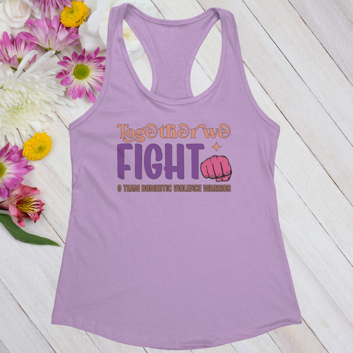 Together We Fight #Team Domestic Violence Warrior Women's Ideal Racerback Tank