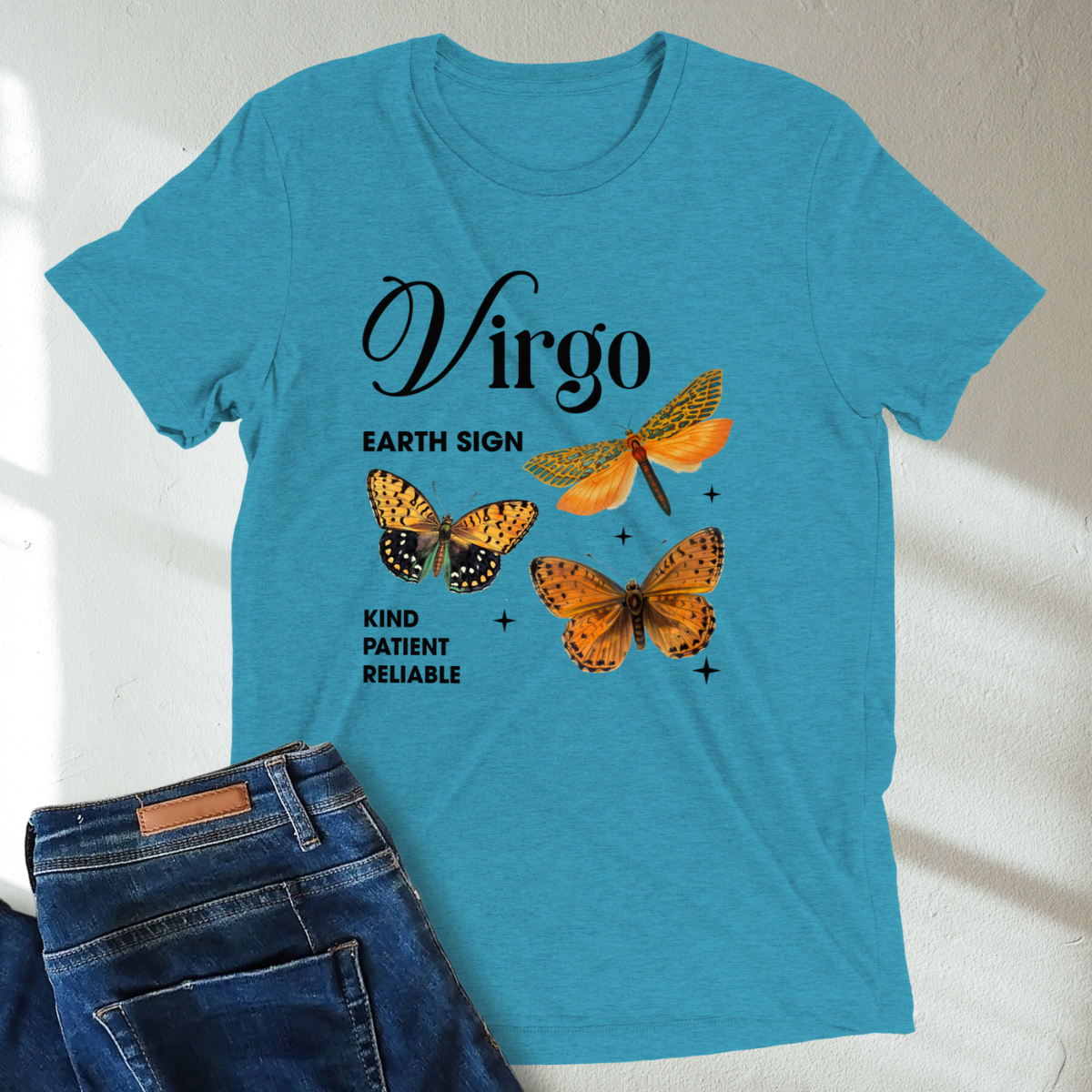 Virgo Butterfly Zodiac Unisex T-Shirt : Soft Tri-Blend Unisex Astrology Shirt | Celestial Horoscope Tee