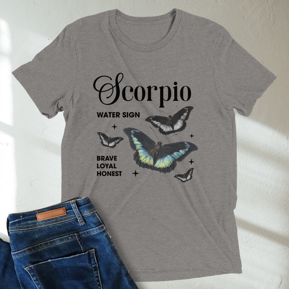 Scorpio Butterfly Zodiac Unisex T-Shirt : Soft Tri-Blend Unisex Astrology Shirt | Celestial Horoscope Tee