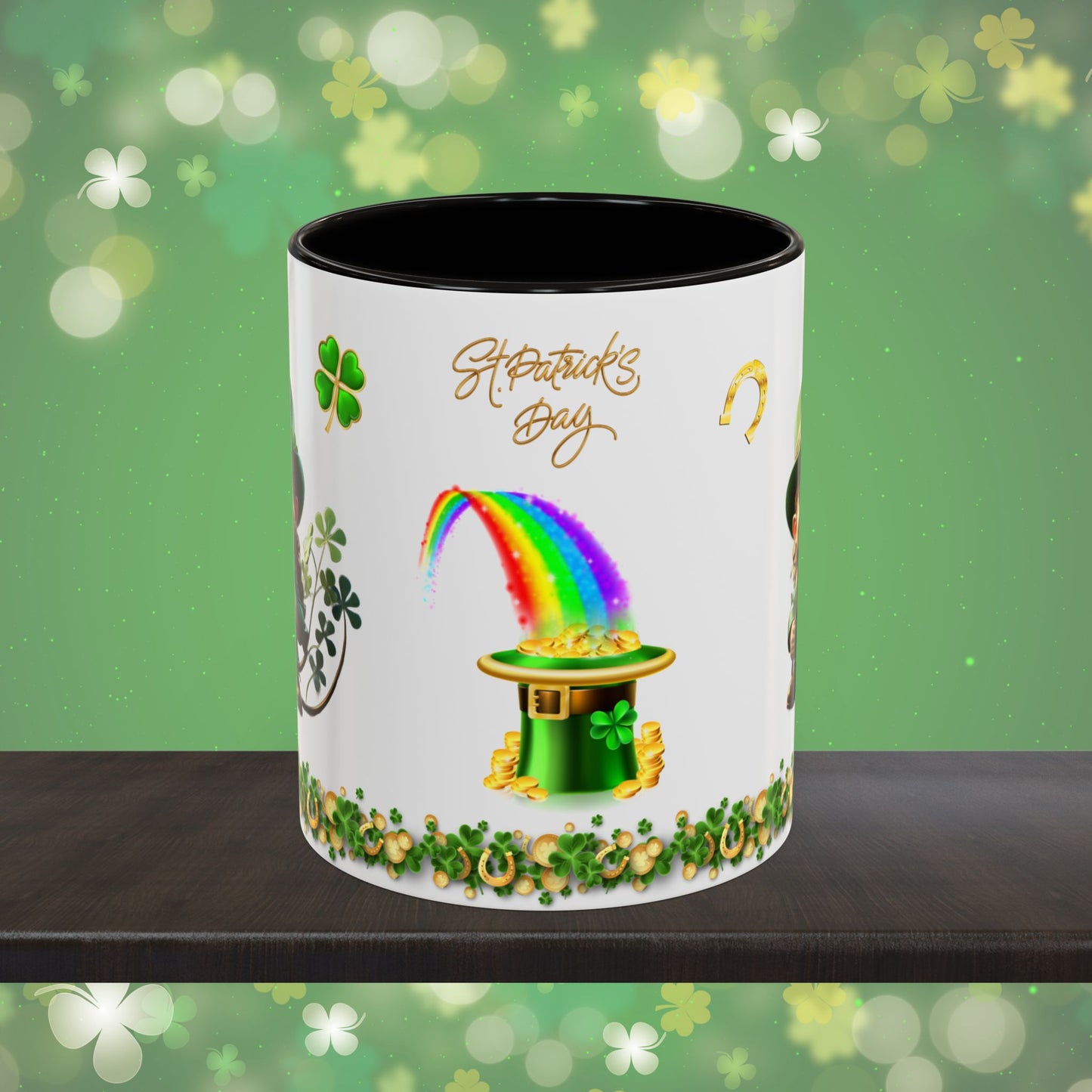 Little Luck Charm: St. Patrick's Day Two-Tone Coffee Mug - Festive Ceramic Mug for Positivity & Mindfulness