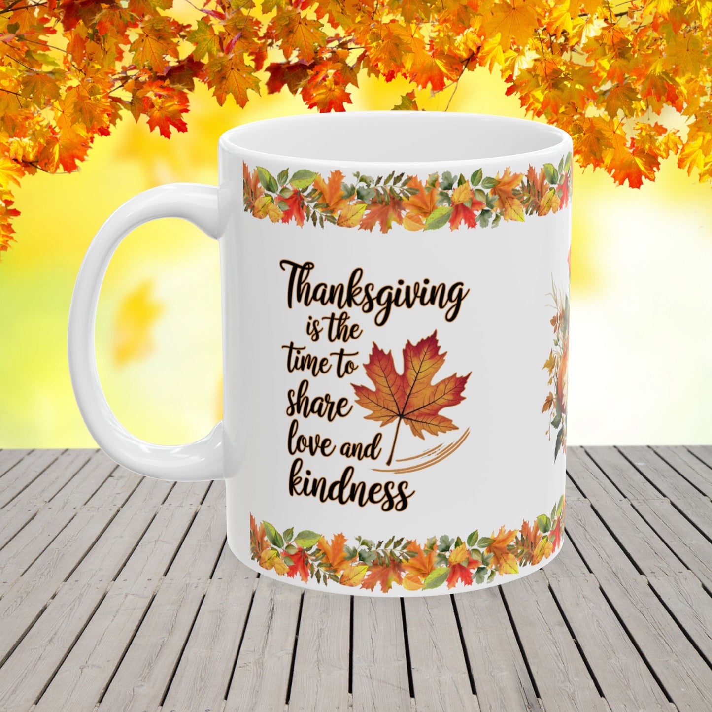 Thanksgiving Ceramic Mug with "Spread Love and Kindness" for a Grateful Heart and Giving Spirit