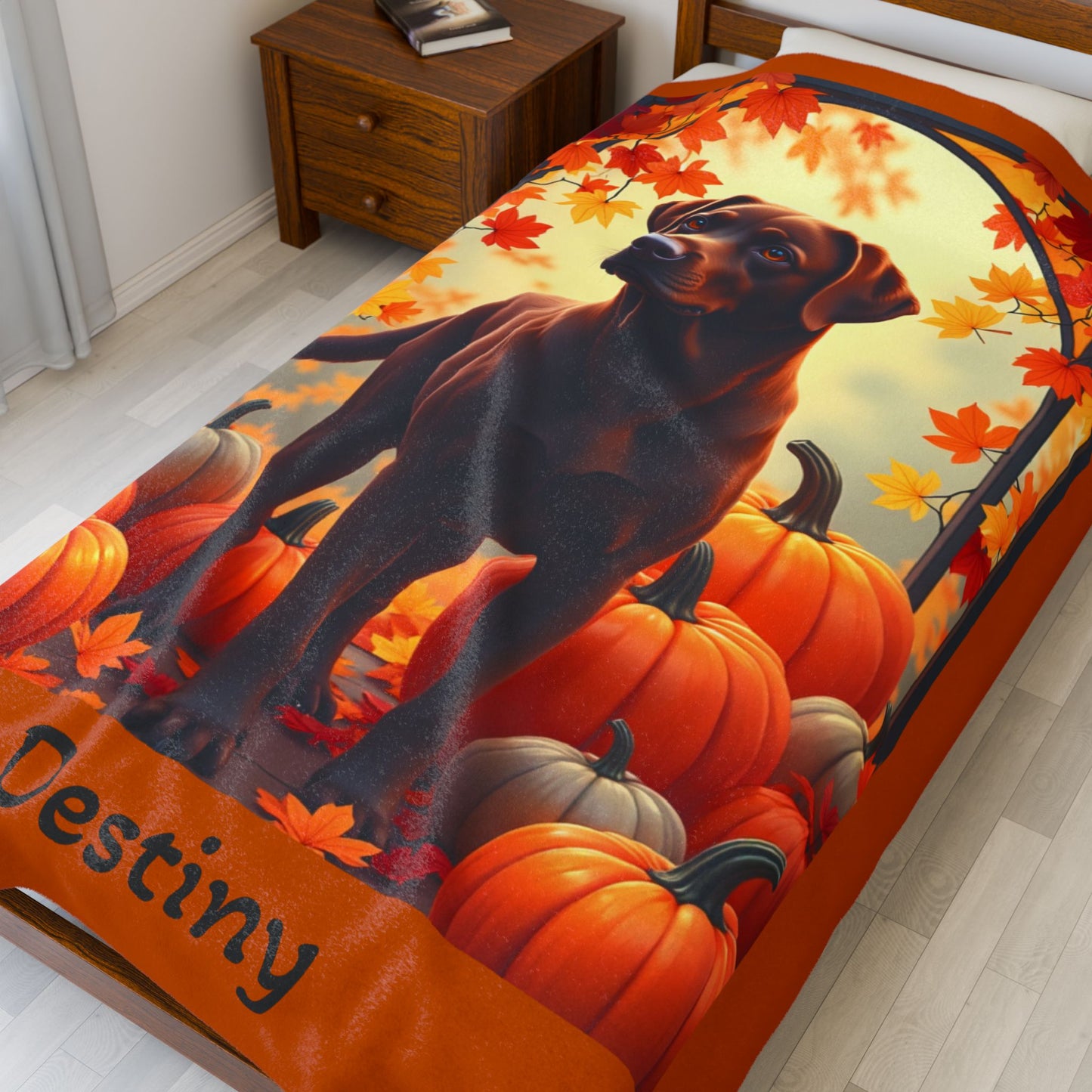 Labrador Retriever Chocolate Coat Velveteen Plush Blanket, Custom Plush Dog Throw for Labs