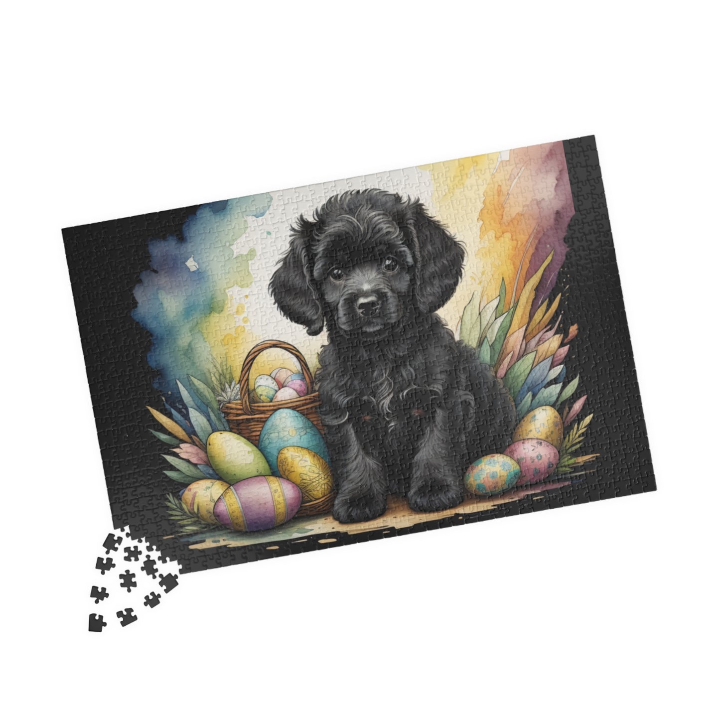 Poodle (Black) Easter Puppy Puzzle - Dog Lovers, Mental Health Benefits, Holiday Fun, Mindfulness, Stress Relief, Festive Gift