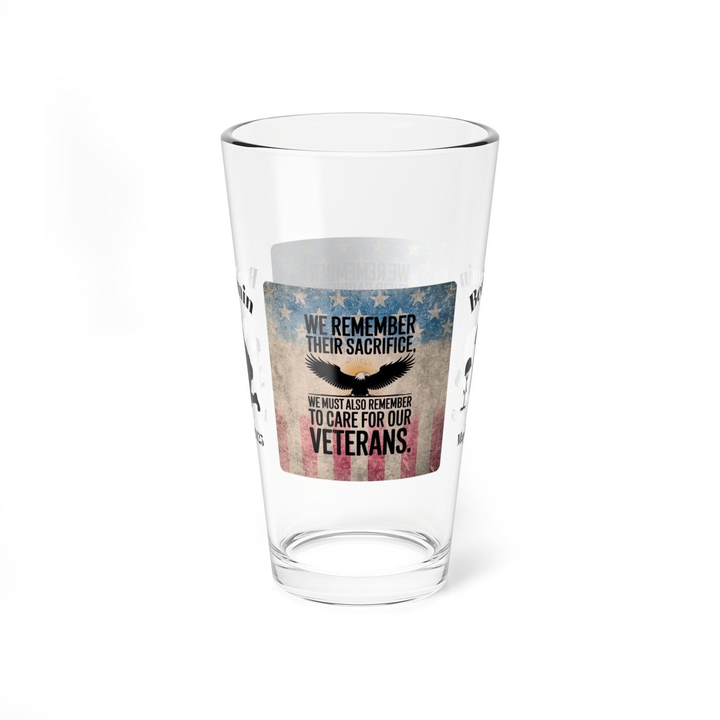 Personalized Memorial Day Pint Glass - "We Remember Their Sacrifice", PTSD Awareness Gift for Veterans & Memorial Days