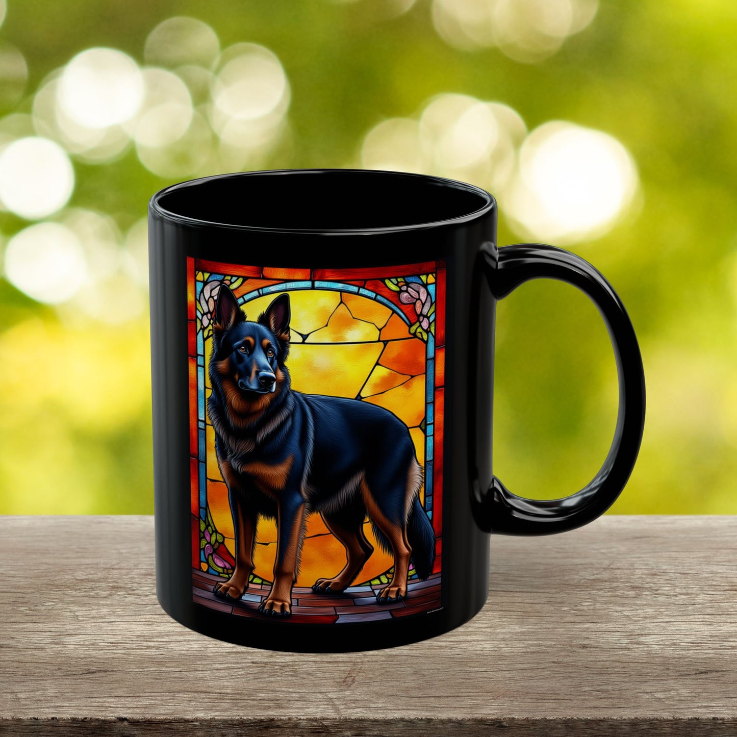Black and red blanket German Shepherd name mug