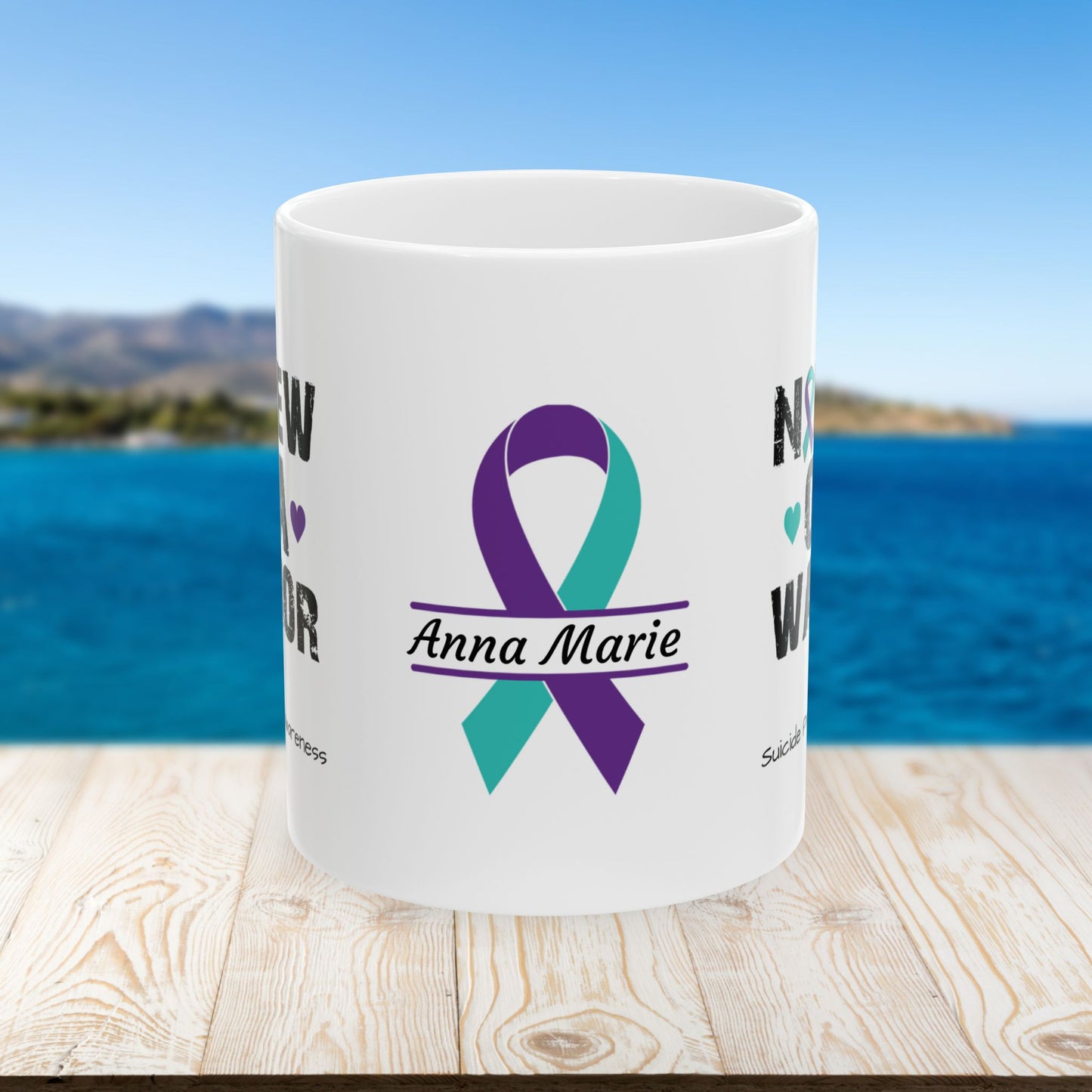 Nephew of a Warrior - Personalized Suicide Prevention Awareness Gift, Empowerment and Resilience Ceramic Mug, Support for Survivors