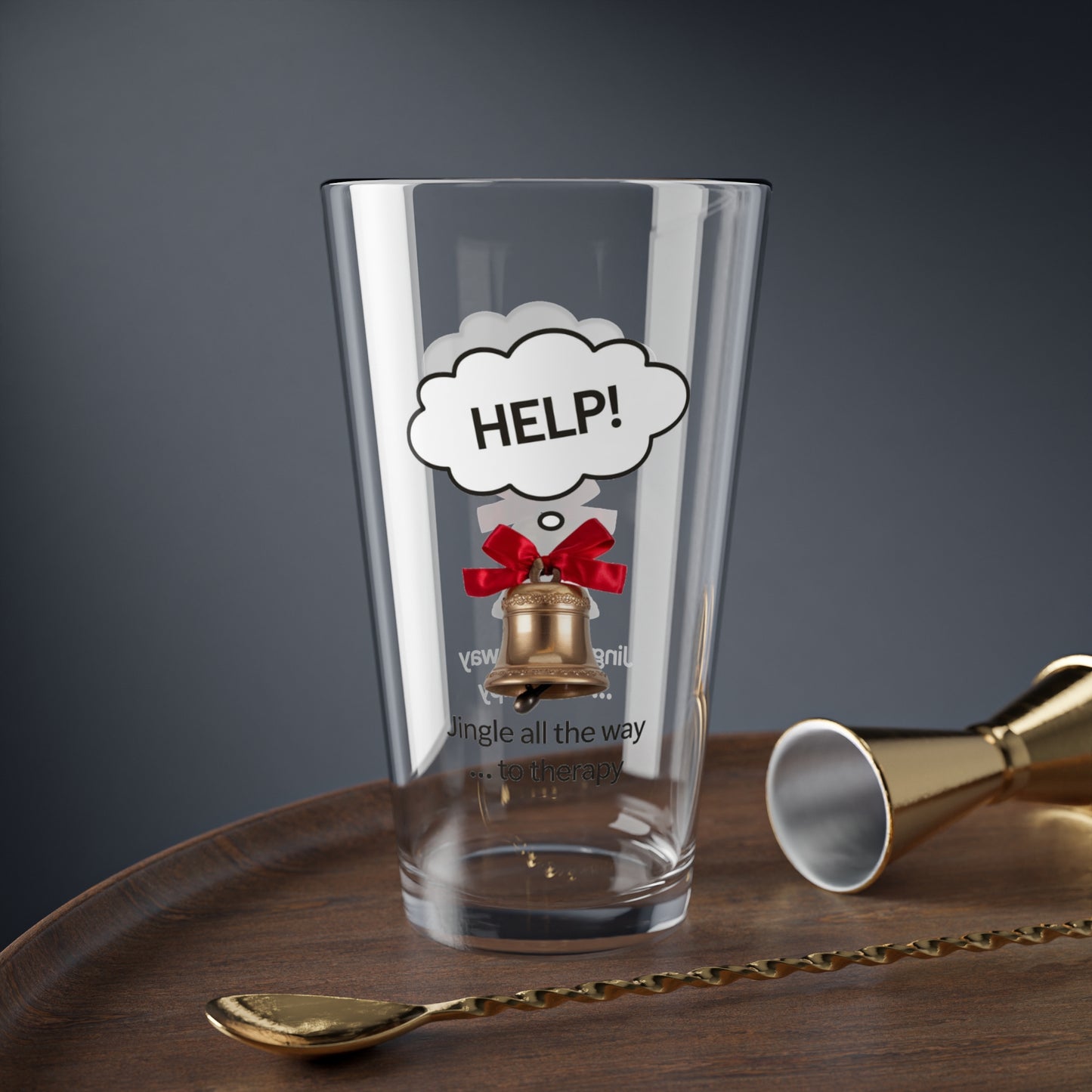 Jingle All The Way To Therapy, Christmas Pint Glass, 16oz
