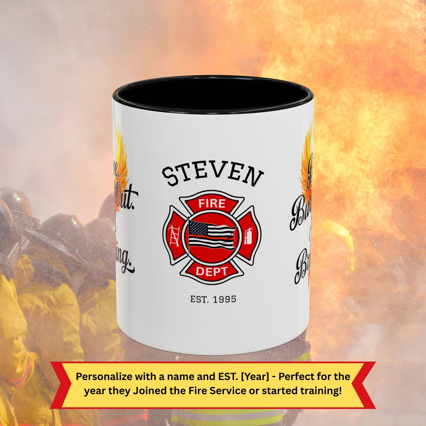 Firefighter Support Custom Mug - Brave. Burned Out. Still Breathing. | Mental Health & PTSD Awareness Gift