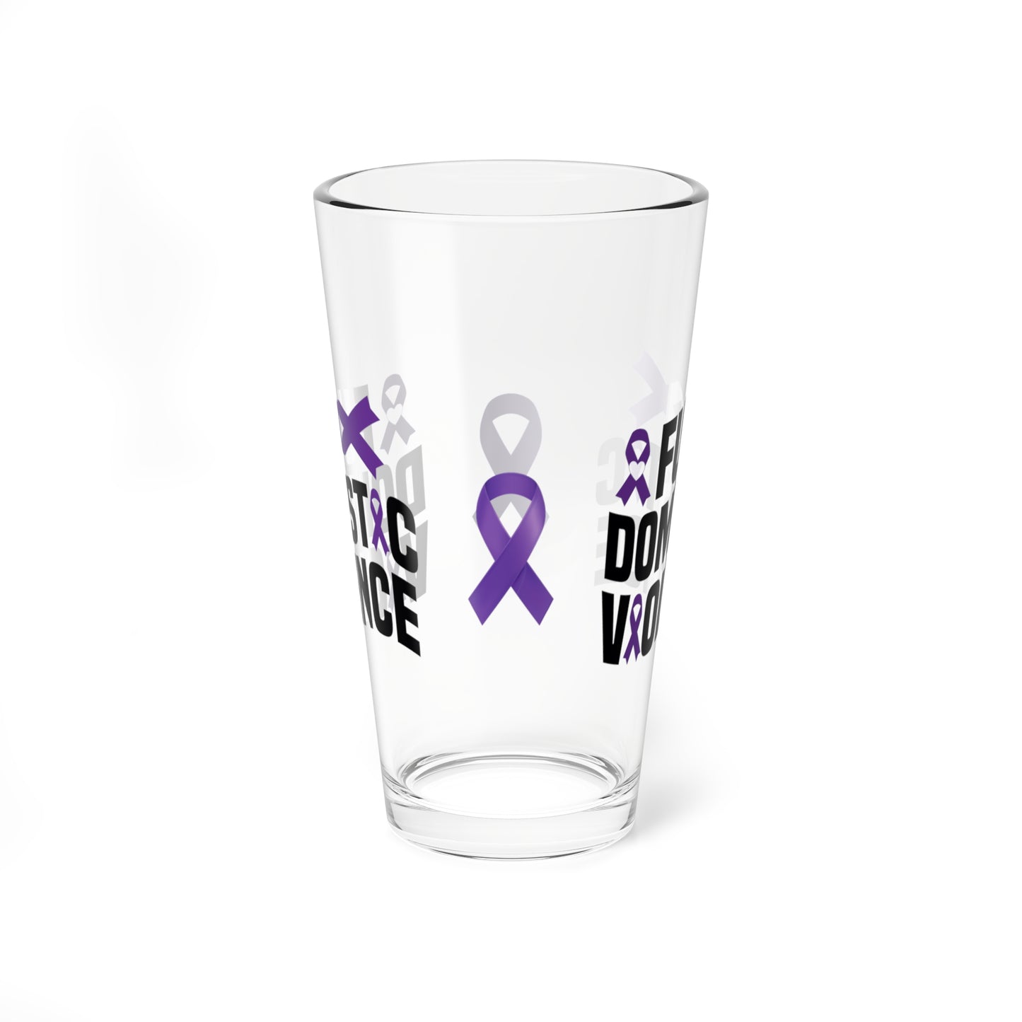 Pint glass with FU Domestic Violence message for bold DV awareness